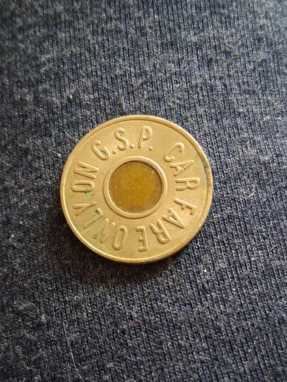 Brass Round Token with Central Hole - Brown